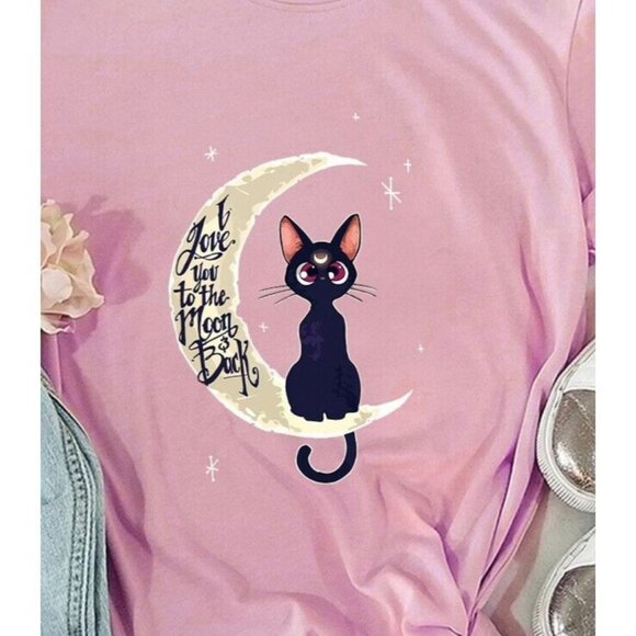Sailor Moon Luna Shirt I Love You to the Moon and Back Anime - Picture 2 of 3